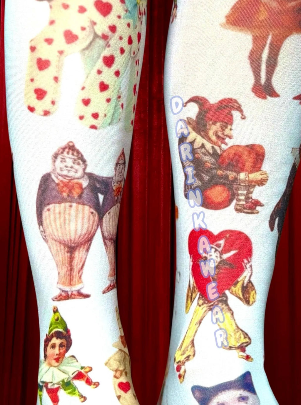 Vintage Circus Knee-High Socks – Retro Harlequin & Carnival Illustration Socks