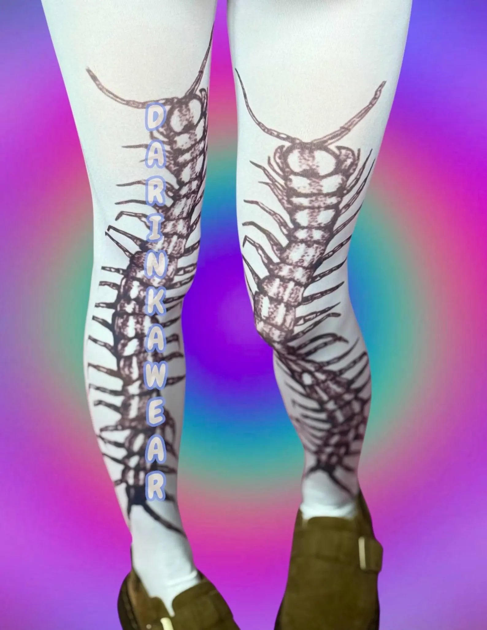 Centipede Tattoo Tights – Dark Gothic Y2K Statement Pantyhose