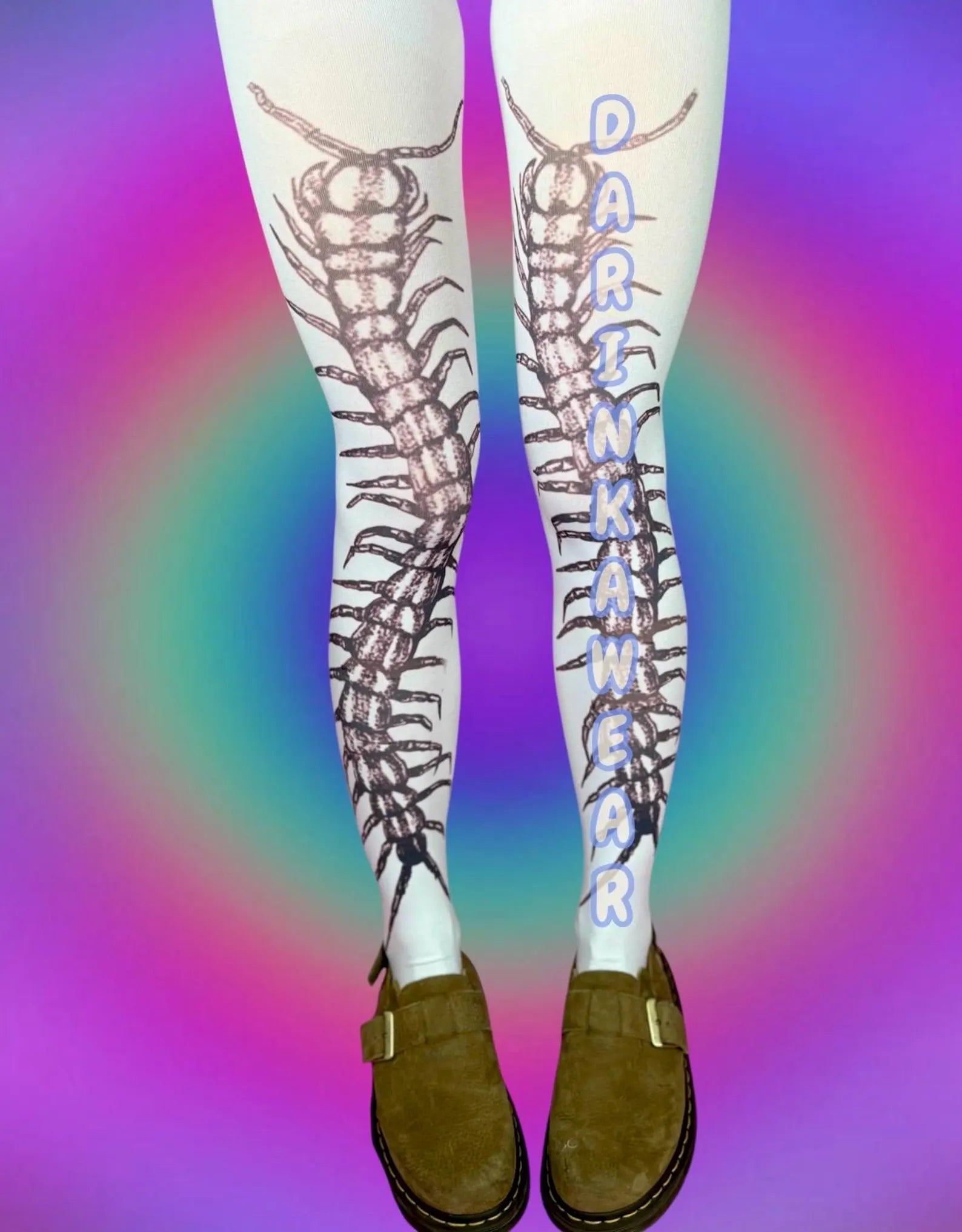 Centipede Tattoo Tights – Dark Gothic Y2K Statement Pantyhose