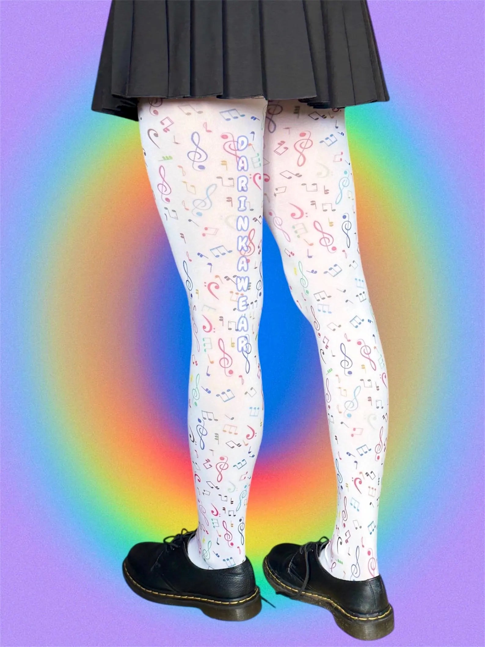Music Note Tights, Kawaii Y2K Stockings, Cute Rainbow Aesthetic Tights, Coquette Anime Tights