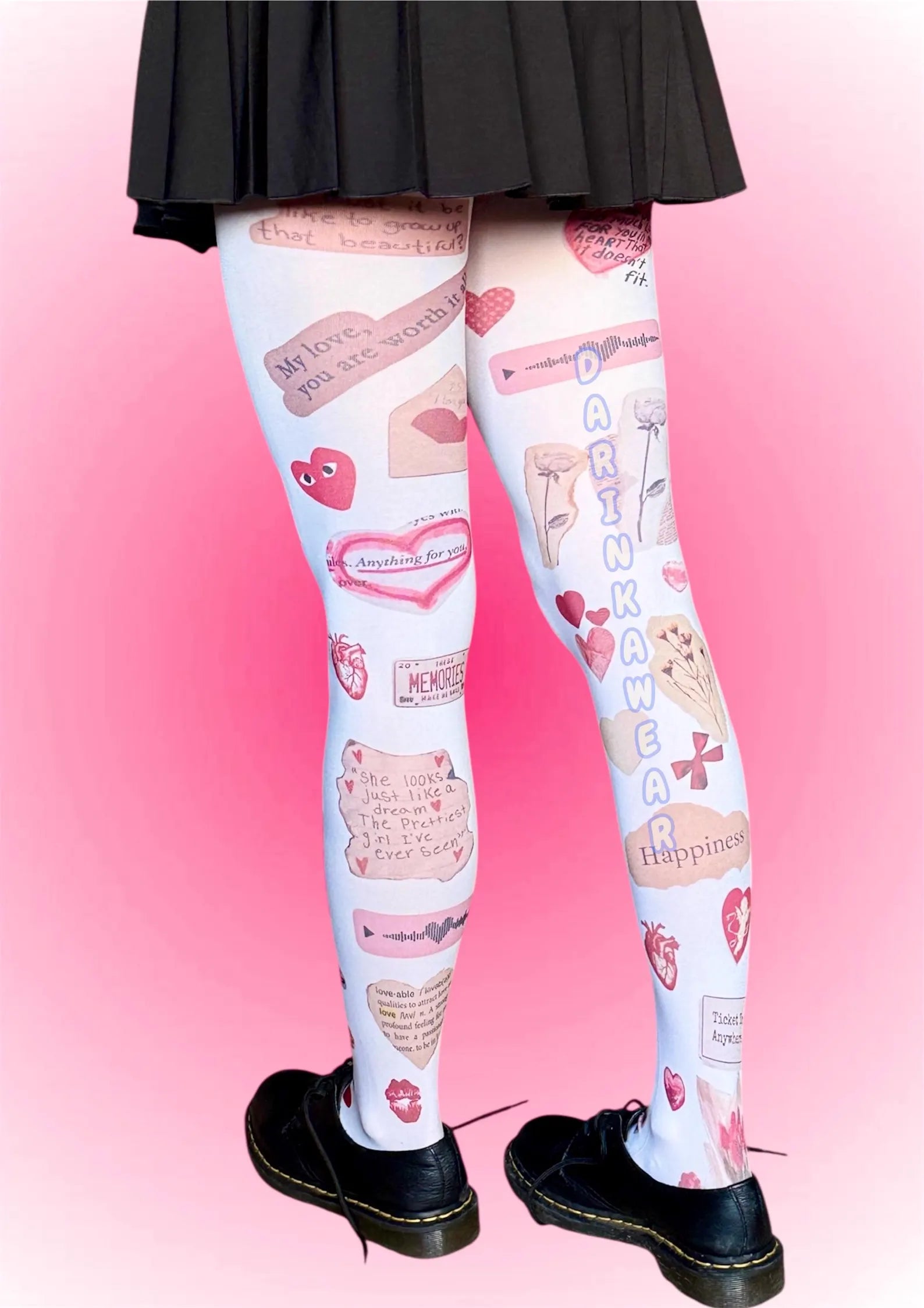 Valentine Tights, Heart Print Tights, Coquette Y2K Stockings