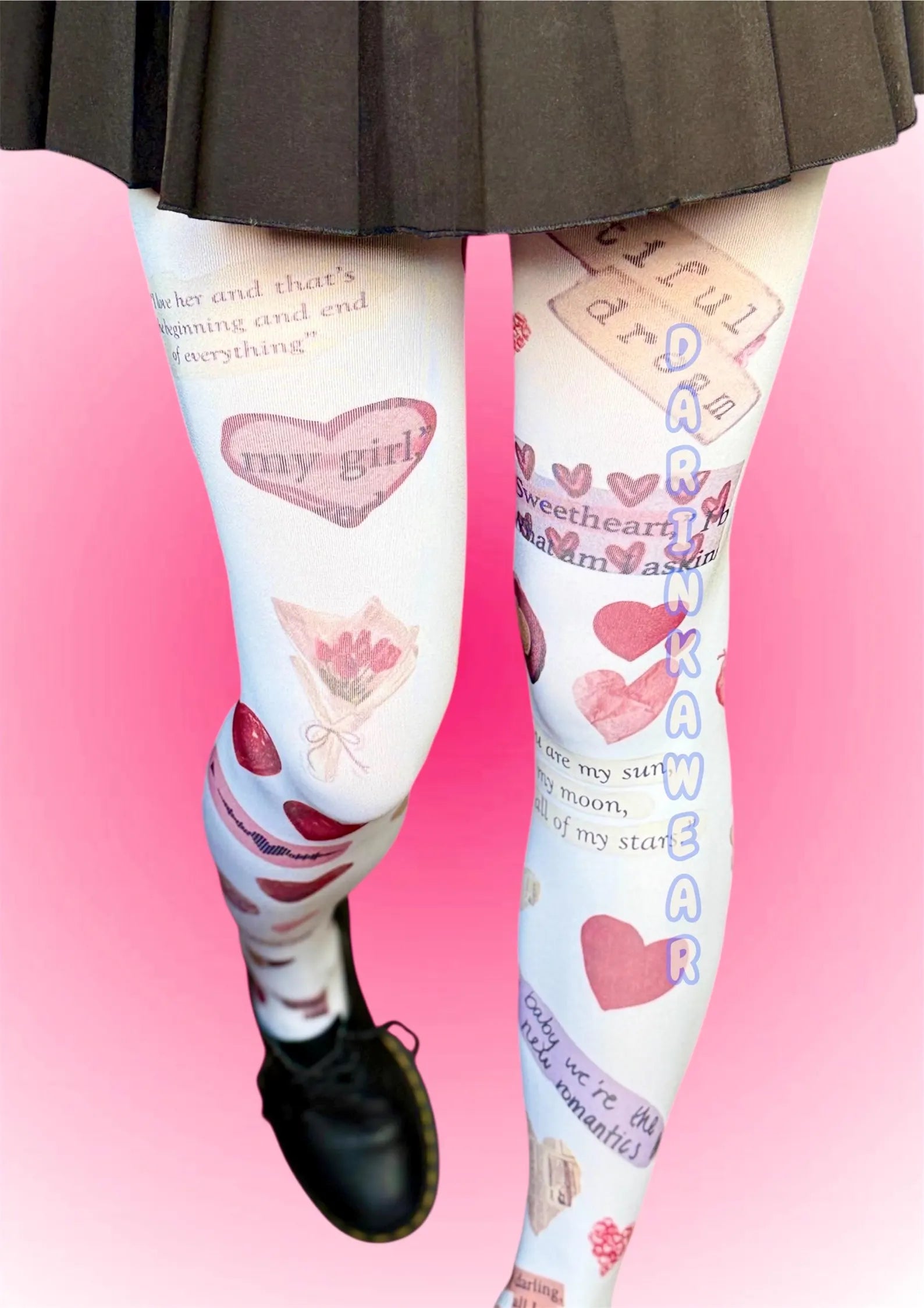 Valentine Tights, Heart Print Tights, Coquette Y2K Stockings