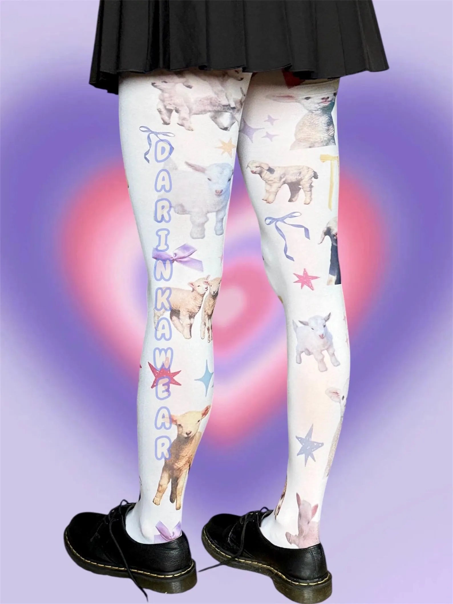 Goat Print Tights | Cute Lamb Tights Aesthetic | Coquette Tights | Y2K Tights | Pastel Tights