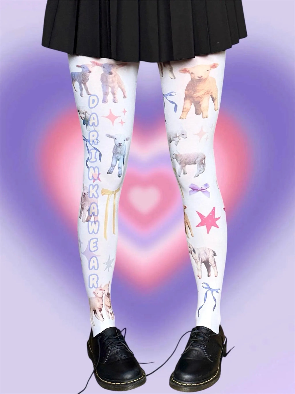 Goat Print Tights | Cute Lamb Tights Aesthetic | Coquette Tights | Y2K Tights | Pastel Tights