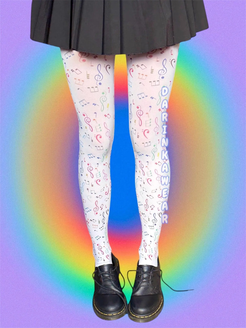 Music Note Tights, Kawaii Y2K Stockings, Cute Rainbow Aesthetic Tights, Coquette Anime Tights