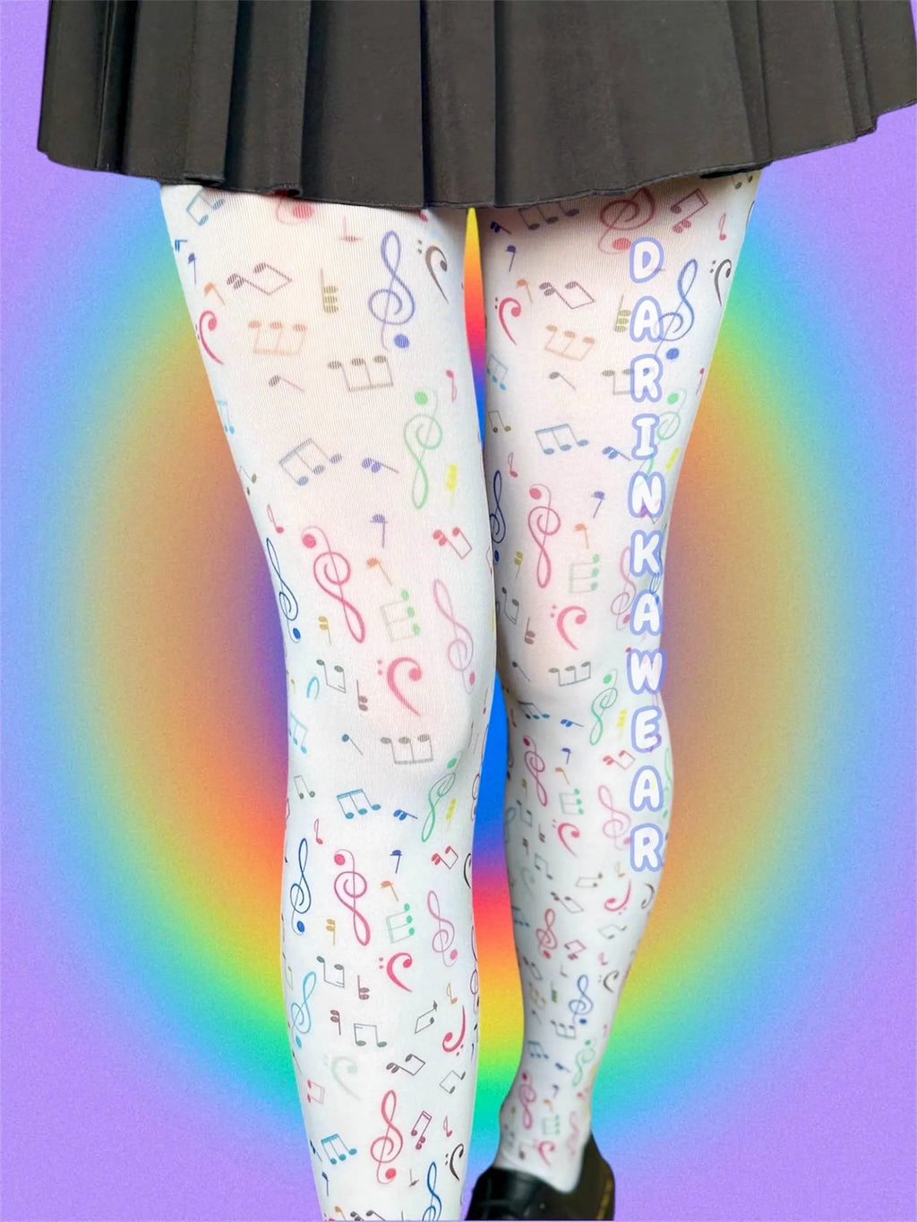 Music Note Tights, Kawaii Y2K Stockings, Cute Rainbow Aesthetic Tights, Coquette Anime Tights