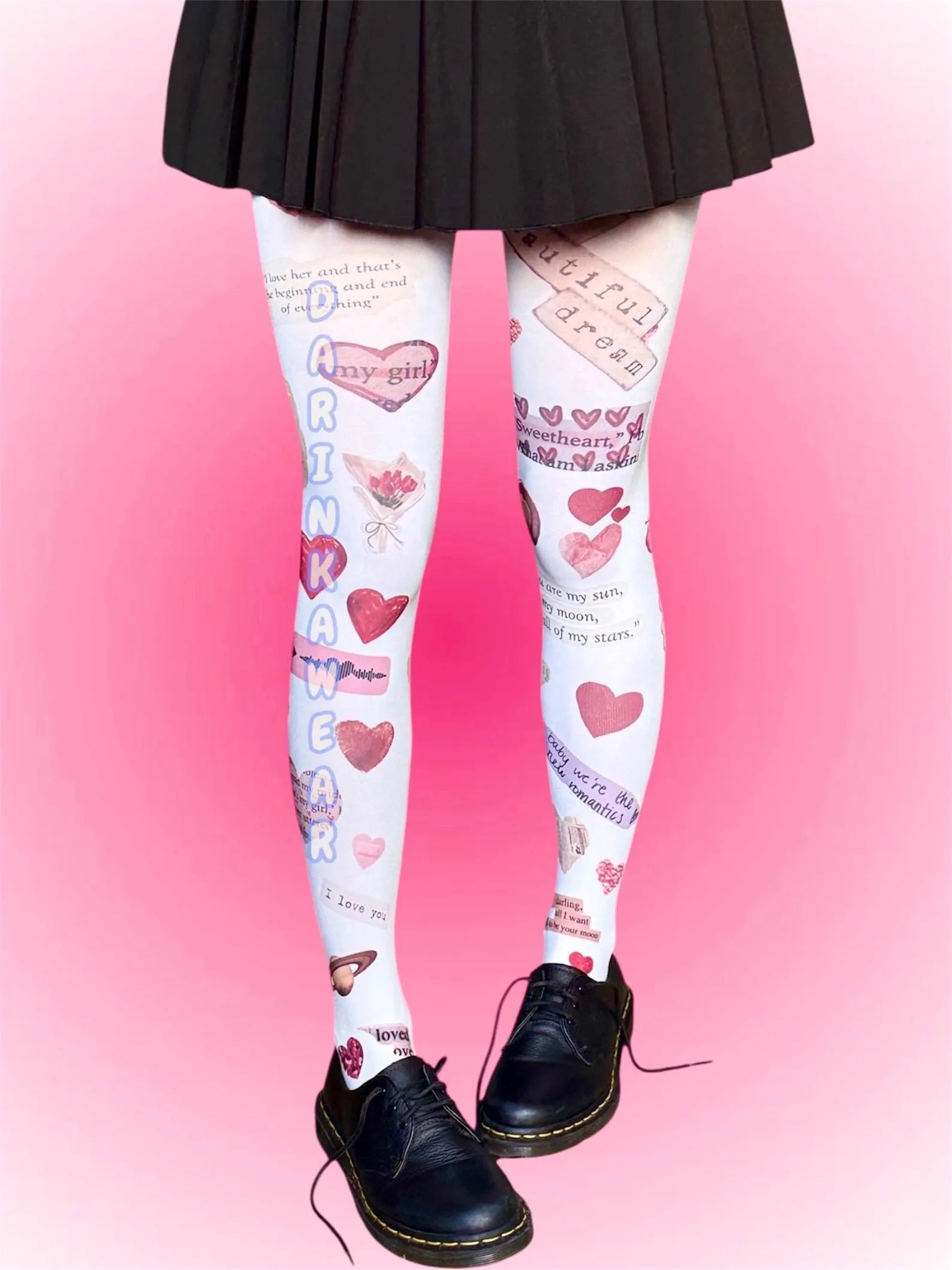 Valentine Tights, Heart Print Tights, Coquette Y2K Stockings