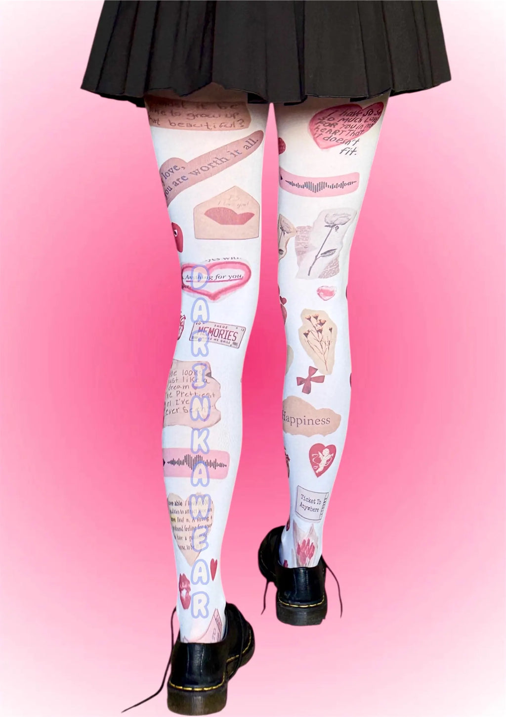 Valentine Tights, Heart Print Tights, Coquette Y2K Stockings