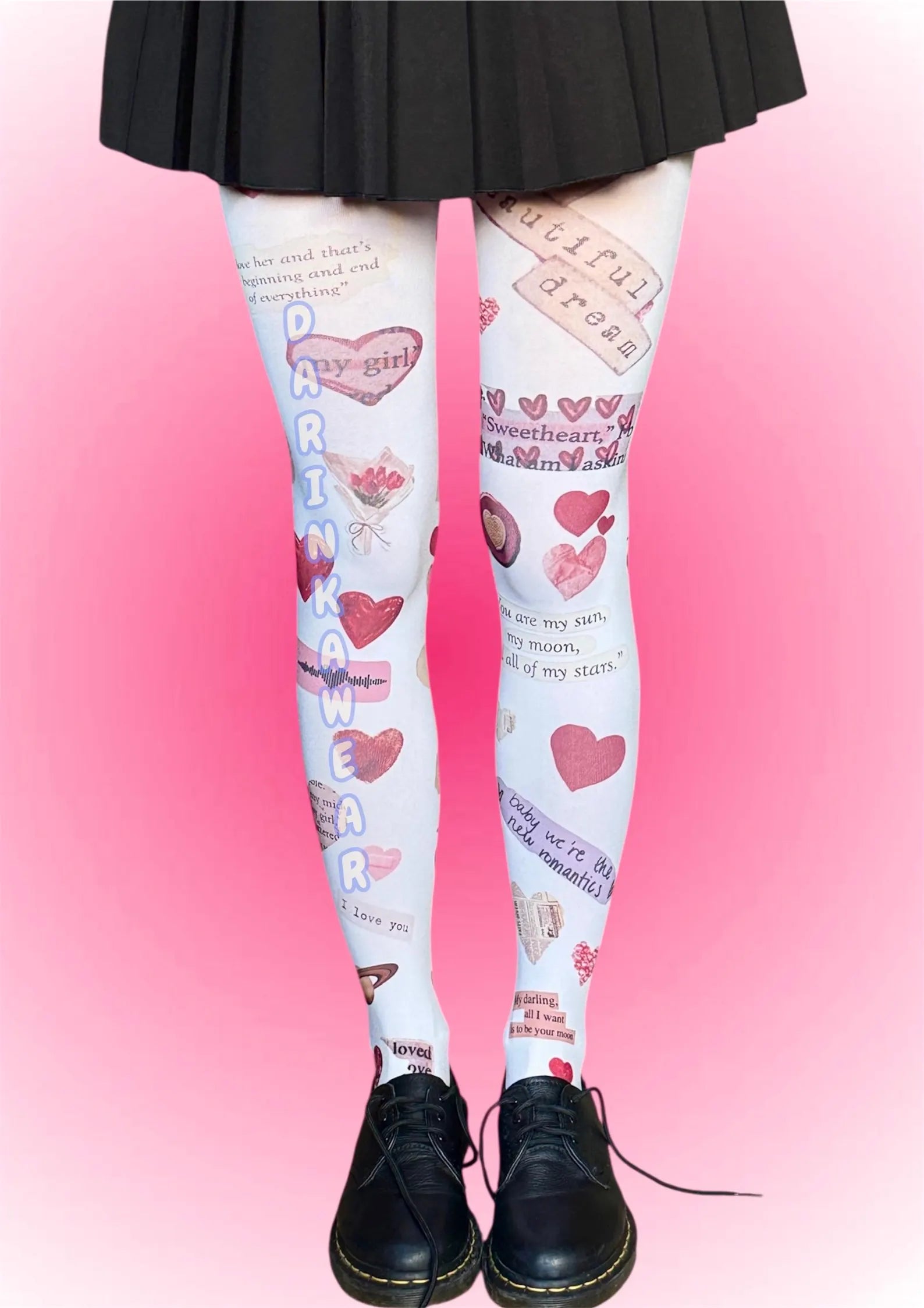 Valentine Tights, Heart Print Tights, Coquette Y2K Stockings