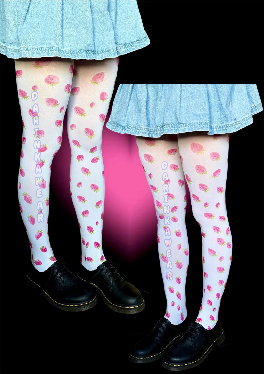 Strawberry Tights |Coquette Stockings | Kawaii Strawberry Print Tights