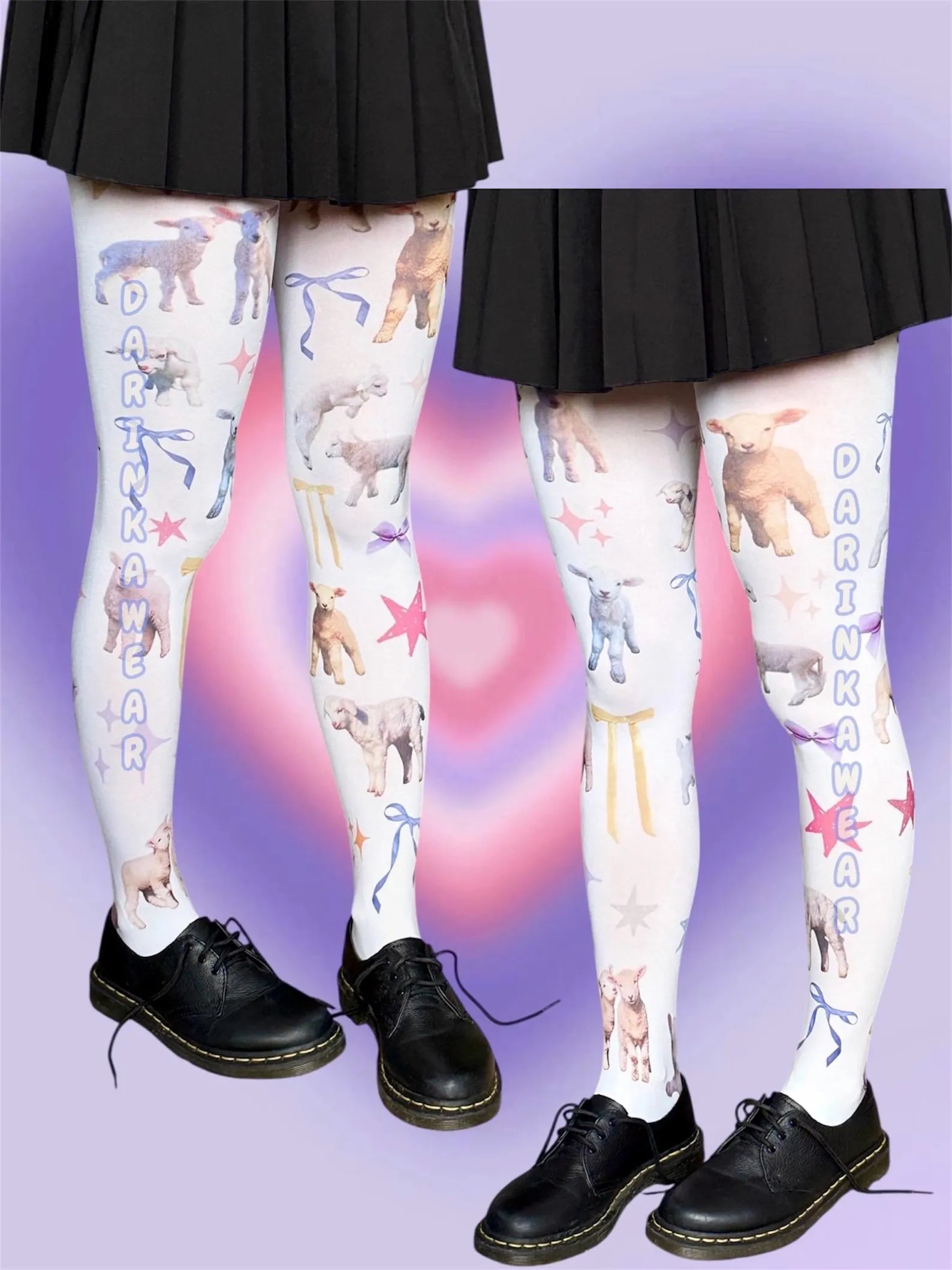 Goat Print Tights | Cute Lamb Tights Aesthetic | Coquette Tights | Y2K Tights | Pastel Tights