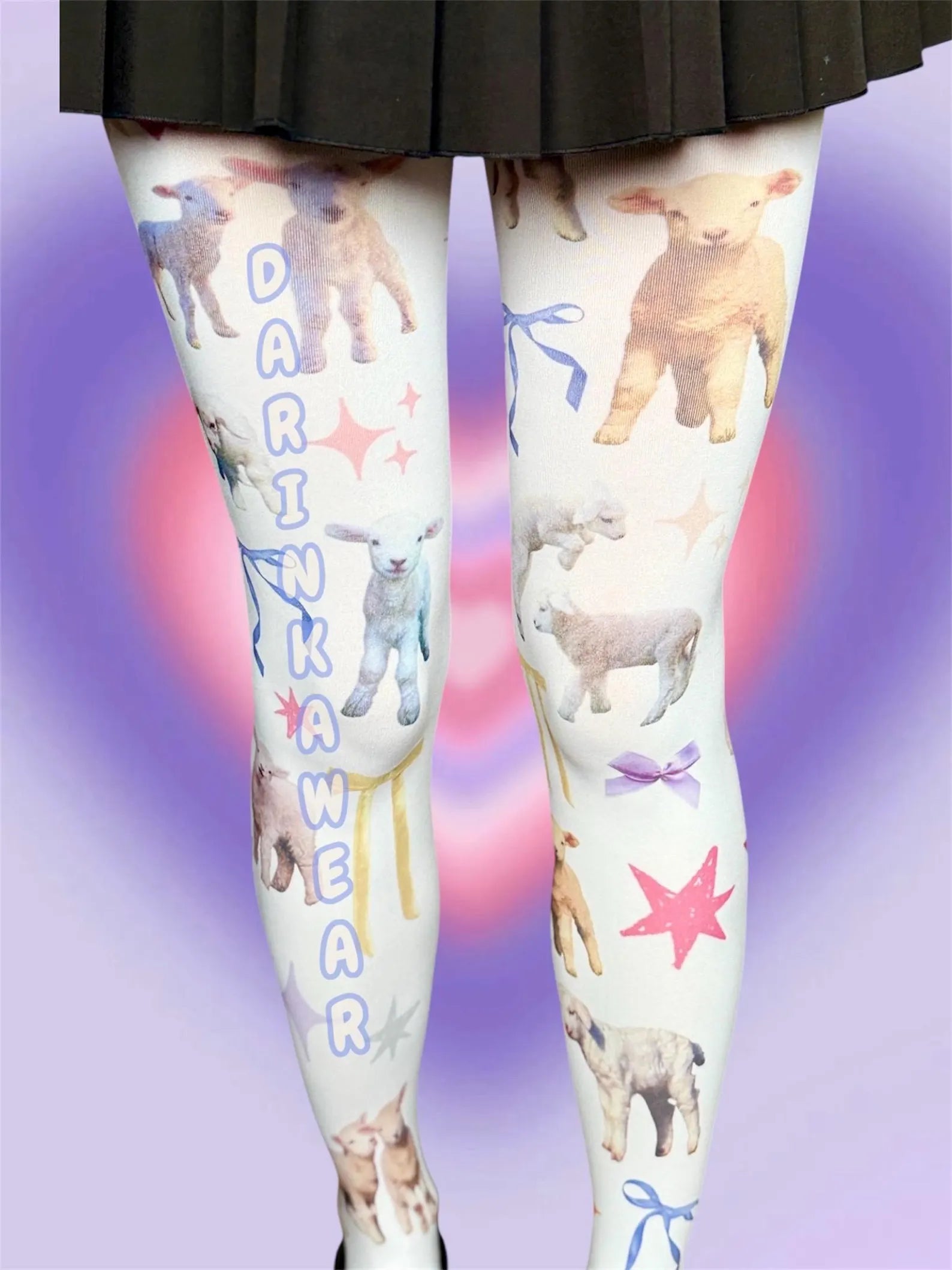 Goat Print Tights | Cute Lamb Tights Aesthetic | Coquette Tights | Y2K Tights | Pastel Tights