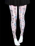 All-Seeing Eyes Tights — White Statement Tights