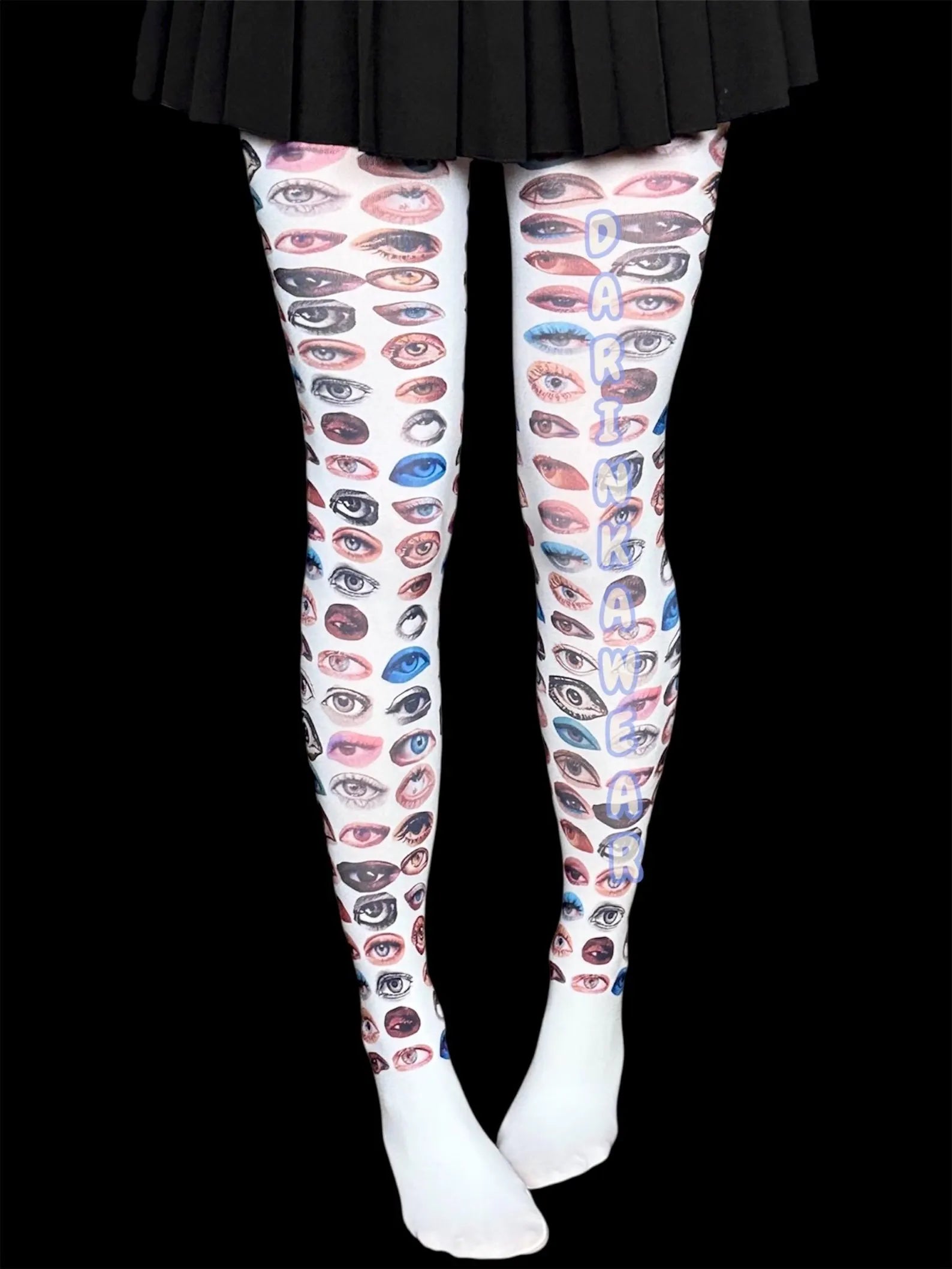 All-Seeing Eyes Tights — White Statement Tights