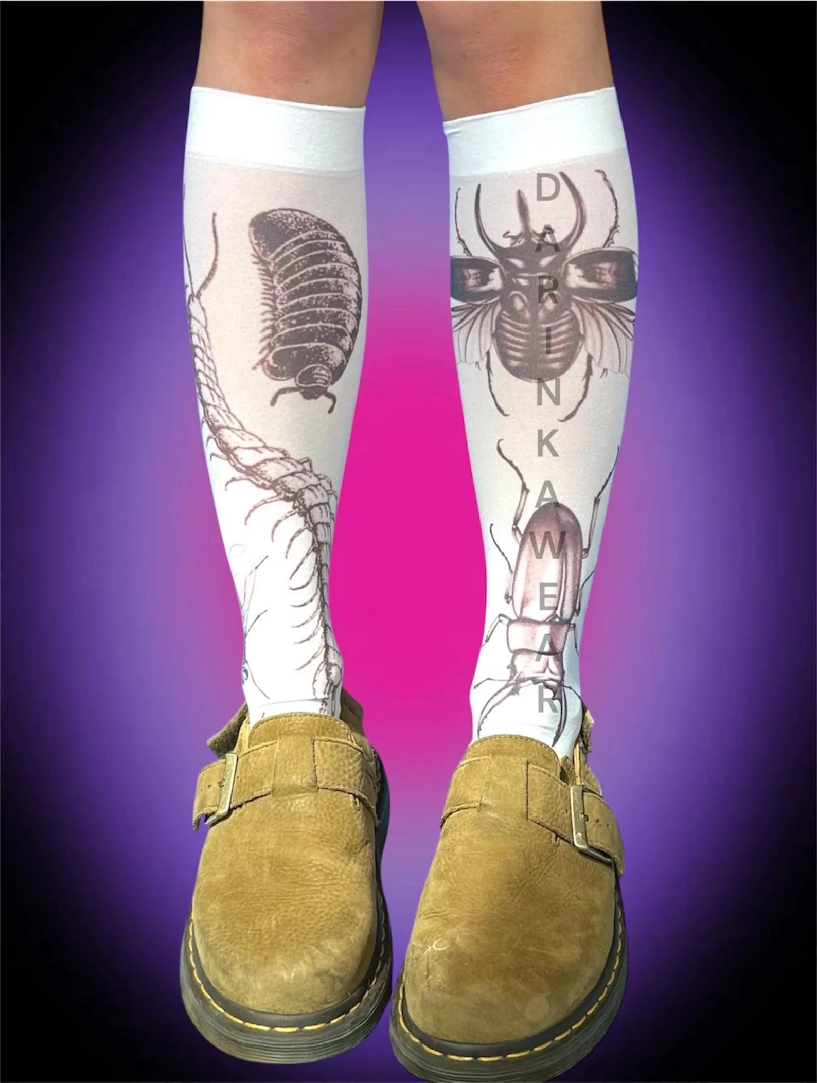 Creepy Insect Knee-Highs – Y2K Horrorcore Bug Socks, Alt Goth Stockings, Weirdcore Sciencecore Legwear