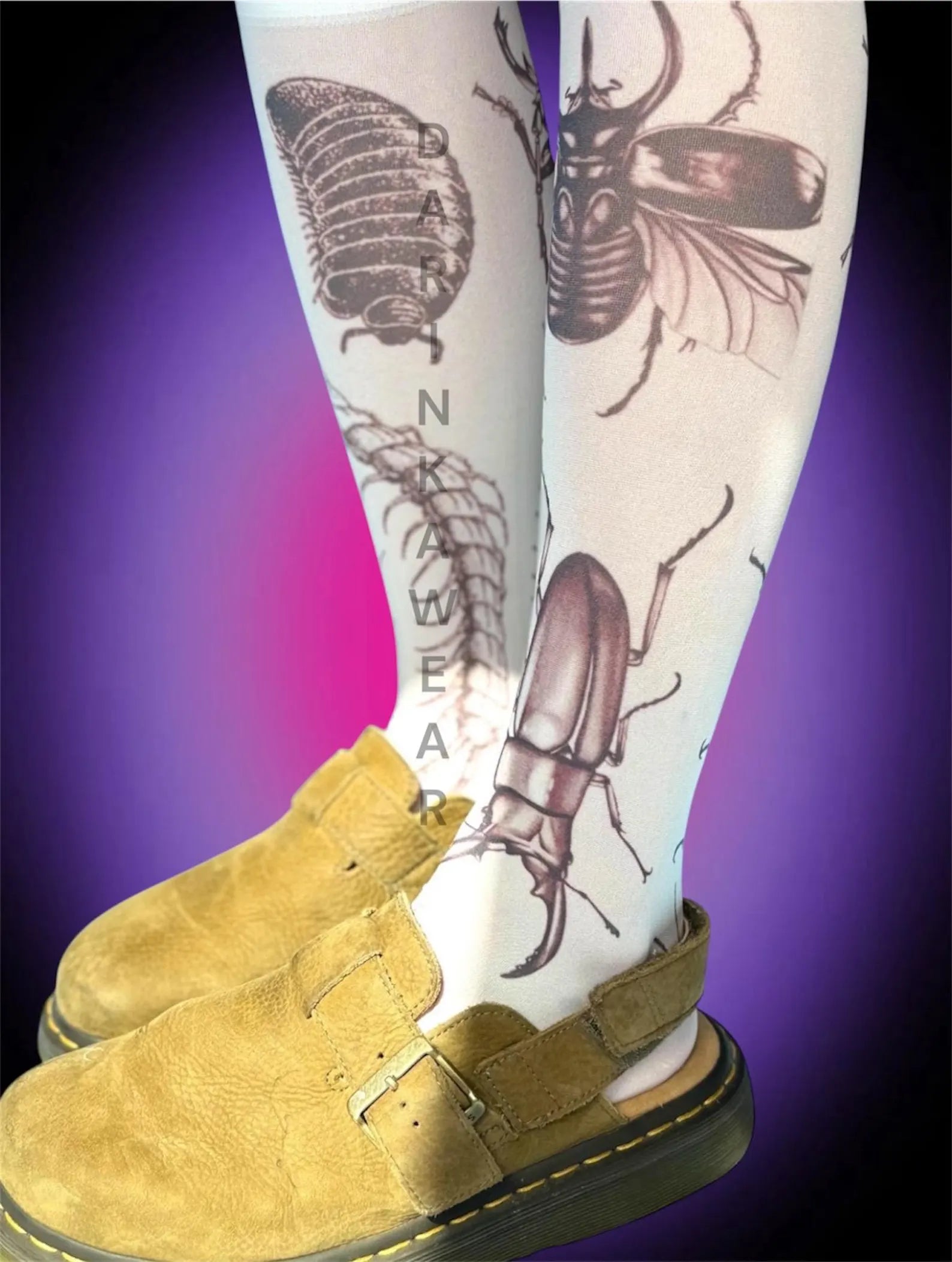 Creepy Insect Knee-Highs – Y2K Horrorcore Bug Socks, Alt Goth Stockings, Weirdcore Sciencecore Legwear
