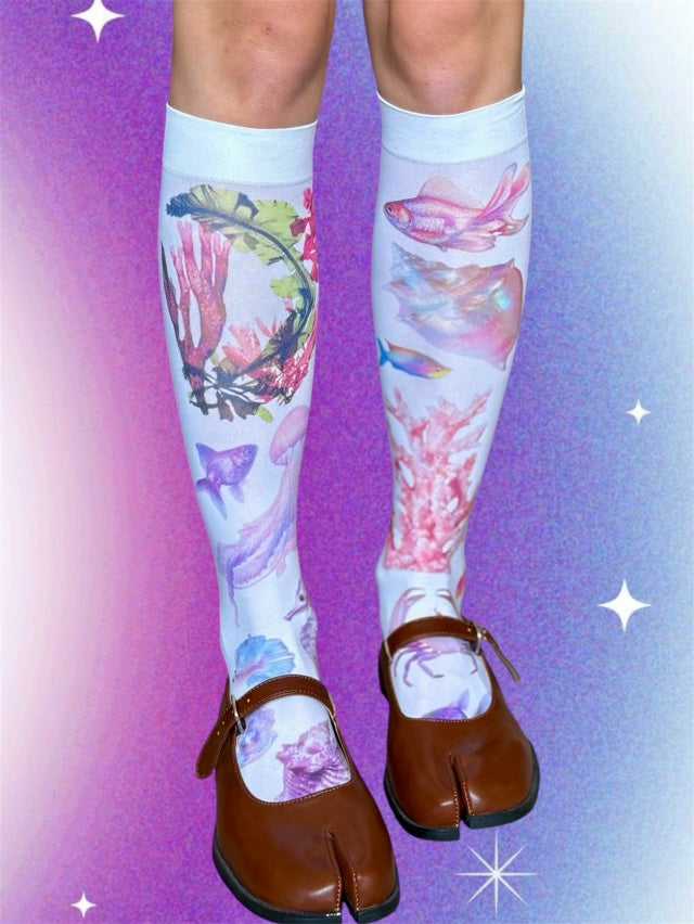 Ocean Dream Art Socks – Fantasy Fairycore Knee-High Socks
