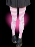 Pink Spiral Striped Tights – Y2K Aesthetic Statement Pantyhose